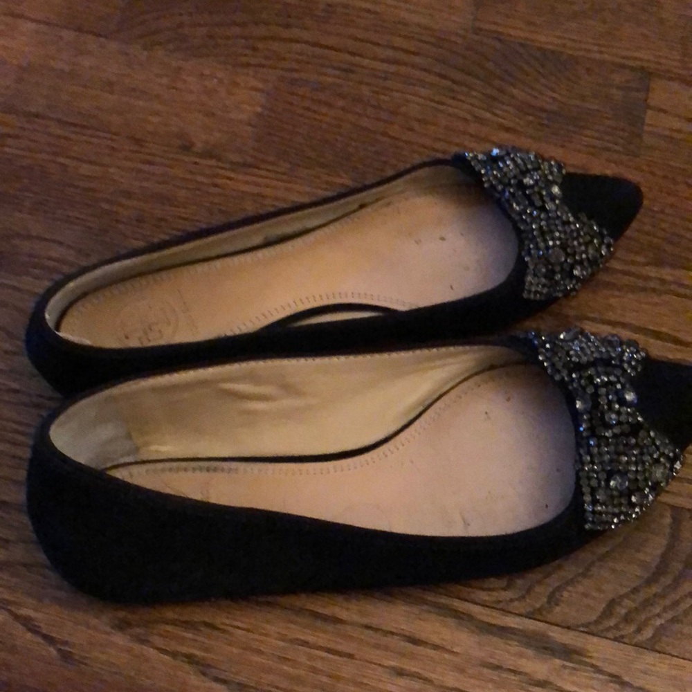 Tory Burch silver bow loafers